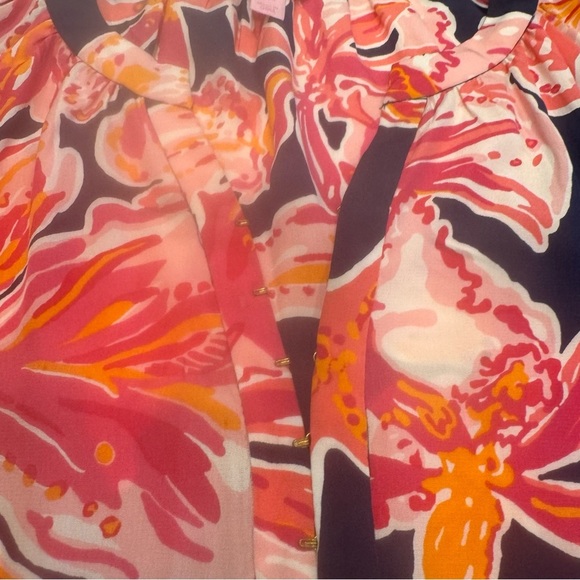 Lilly Pulitzer Elsie Silk Floral Blouse Size XXS Pink, Navy & White NWOT - Picture 9 of 10